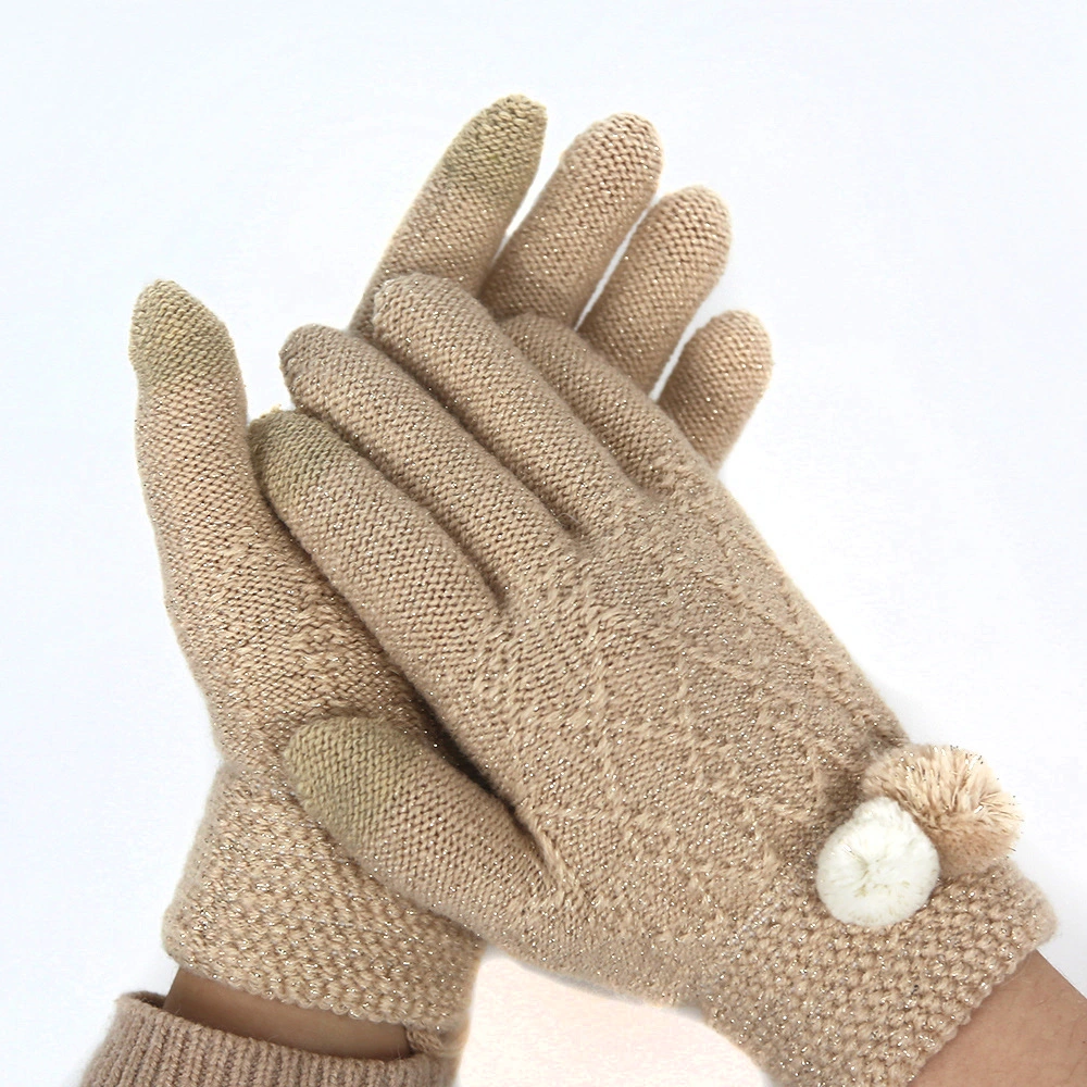 Women′s Fashion Bright Silk Jacquard Touch Screen Gaming Gloves